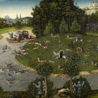 Die Jagd in der Kunst, Jagdfakten.at informiert: Lucas Cranach d. Ä. (1472 Kronach–1553 Weimar), Hirschjagd des Kurfürsten Friedrich d. Weisen, Öl auf Lindenholz, 1529.
