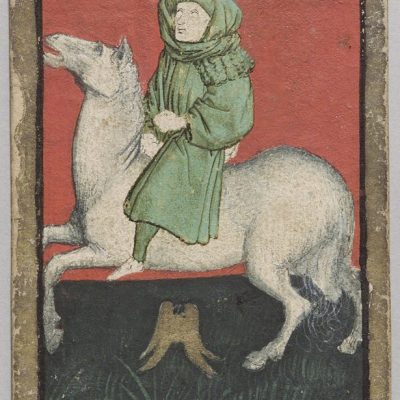 Spielkarte Falkenluder Unter. Das Falkenluder lockt den Falken zum Jäger zurück.