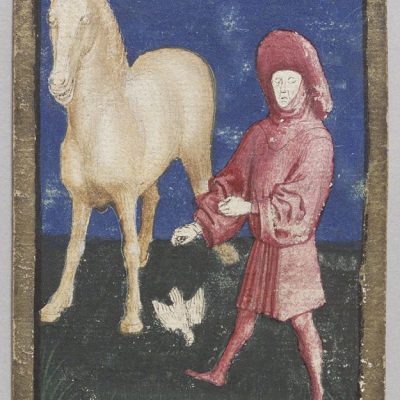 Spielkarte Falken Unter. Der Falke ist der jagende Raubvogel.